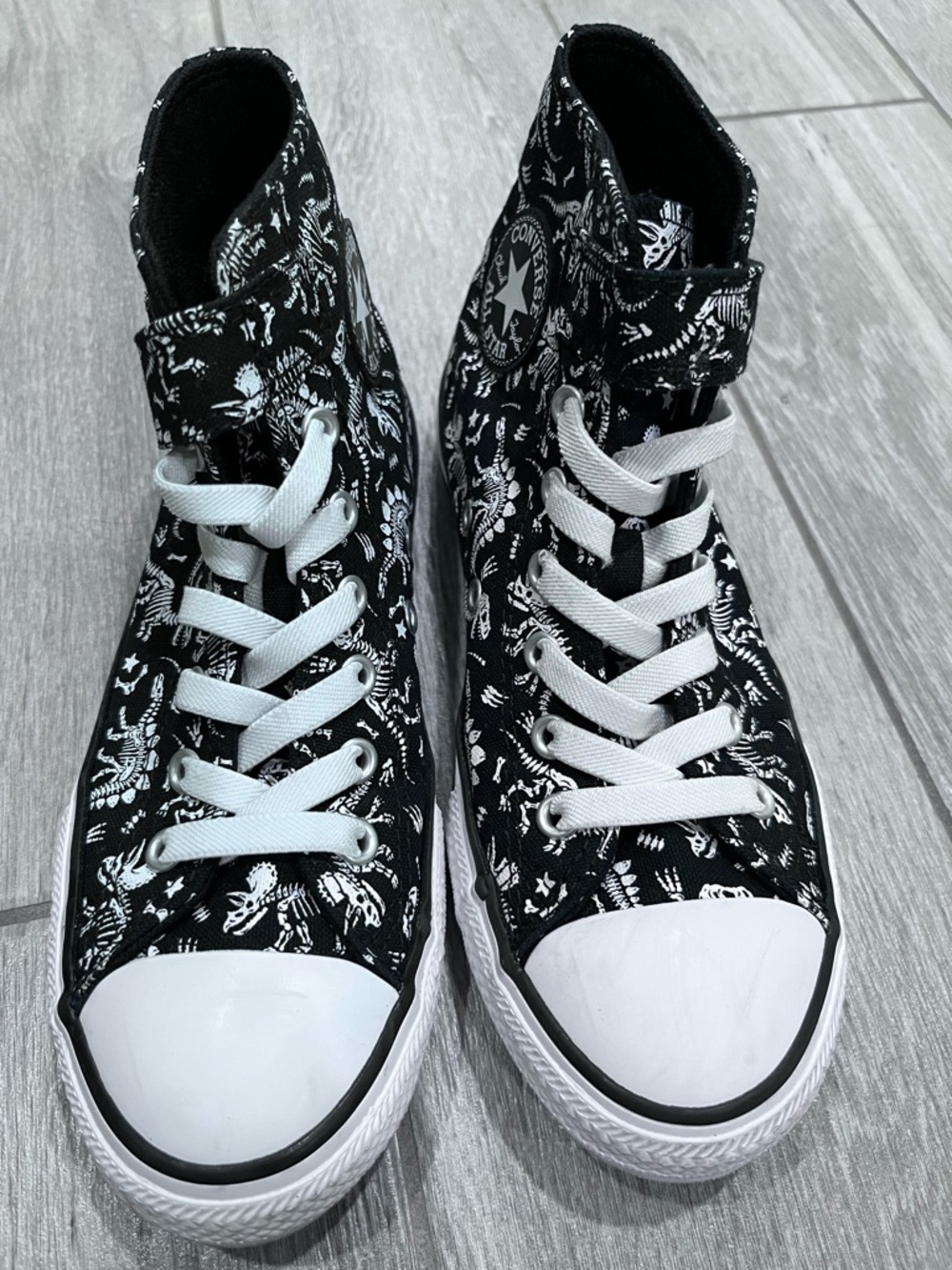 Converse Black & White High-Top Sneakers with Skeleton Graphic